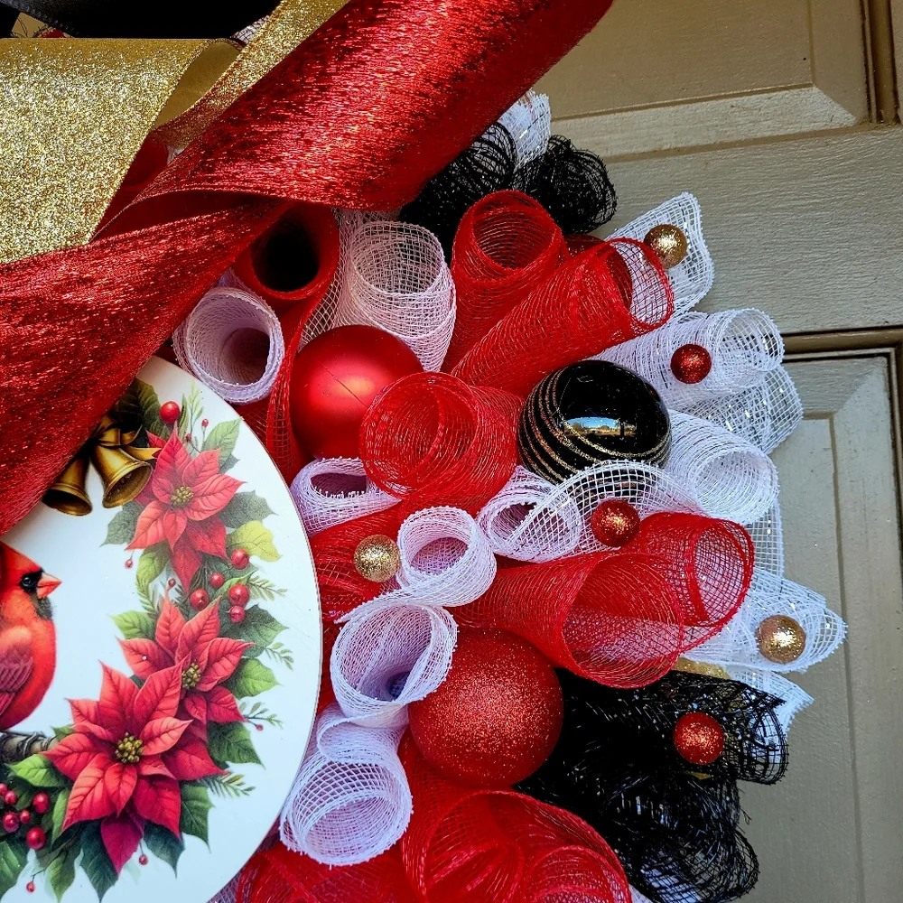 New Handmade Cardinal Christmas Wreath